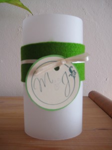 Kleines Windlicht im Corporate Design